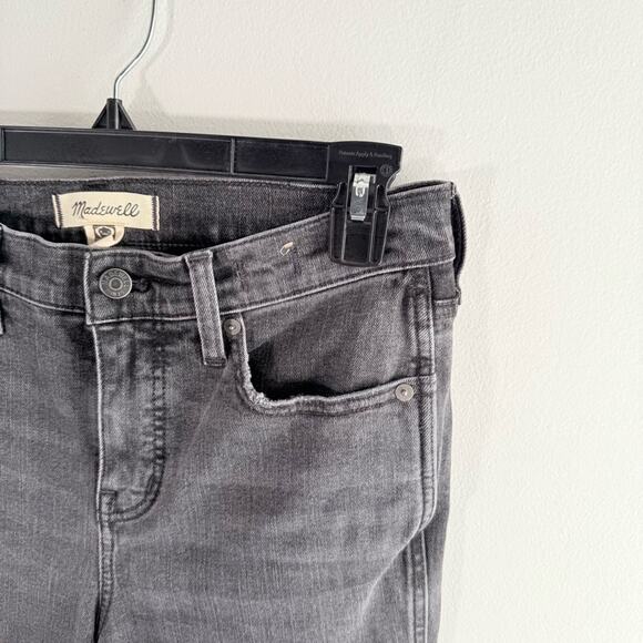 Madewell Faded Black Mid-Rise Stovepipe Raw Hem Slim Straight Leg Jeans 26 NR514 - Picture 5 of 13